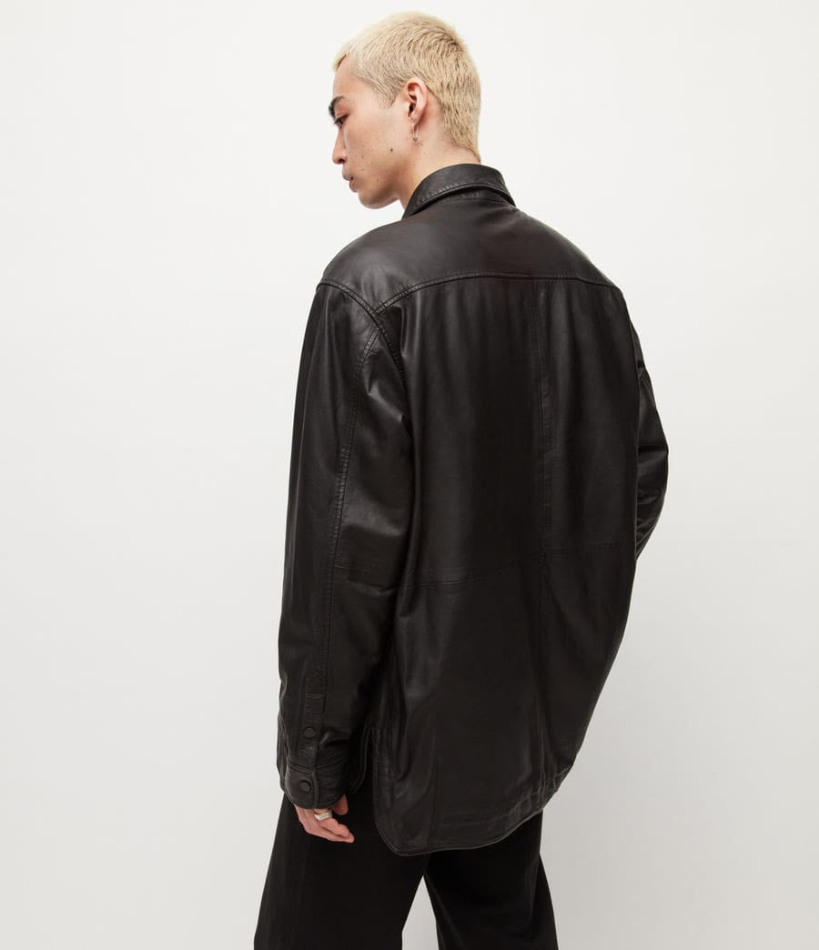 Men’s Black Oversized Leather Shirt