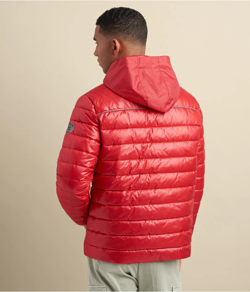 Men’s Puffer Jacket in Red with Removable Hood