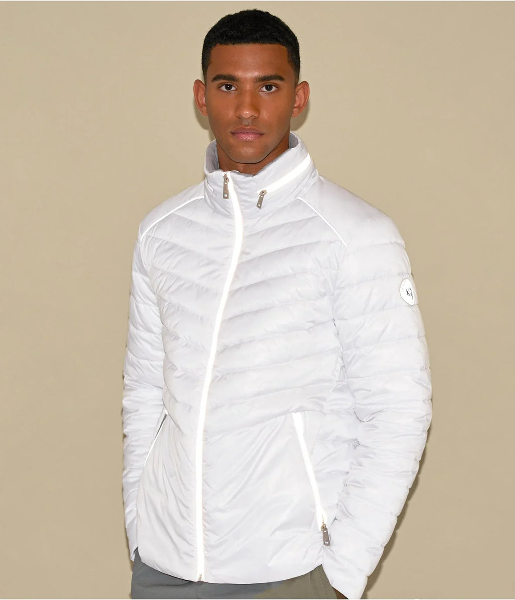 Men’s White Puffer Jacket with Removable Hood – Lightweight Winter Coat