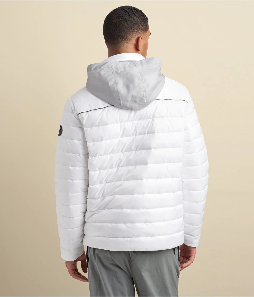 Men’s White Puffer Jacket with Removable Hood – Lightweight Winter Coat