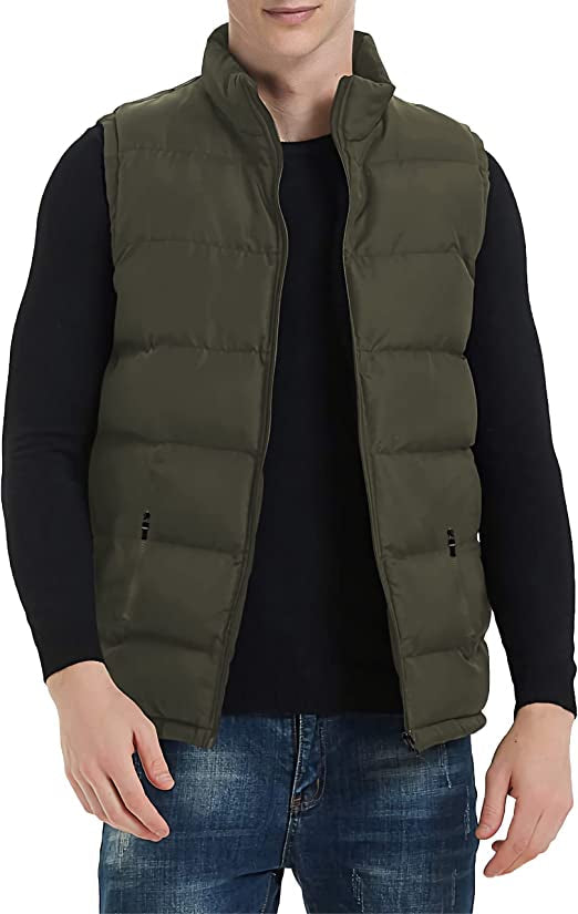 Men’s Khaki Puffer Vest – Lightweight, Warm & Stylish Outerwear