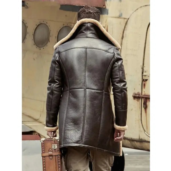 Men’s Dark Brown Shearling Leather Coat