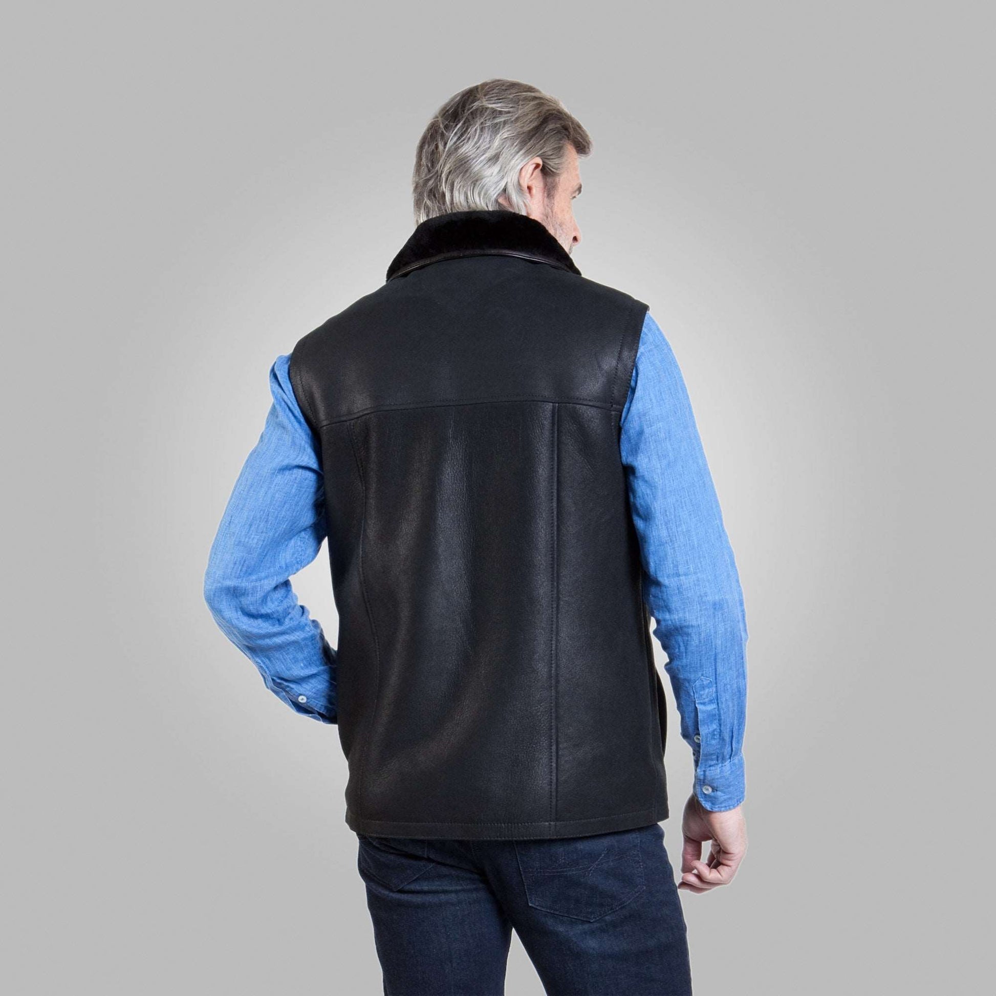 Urban Shearling Leather Vest – Jet Black