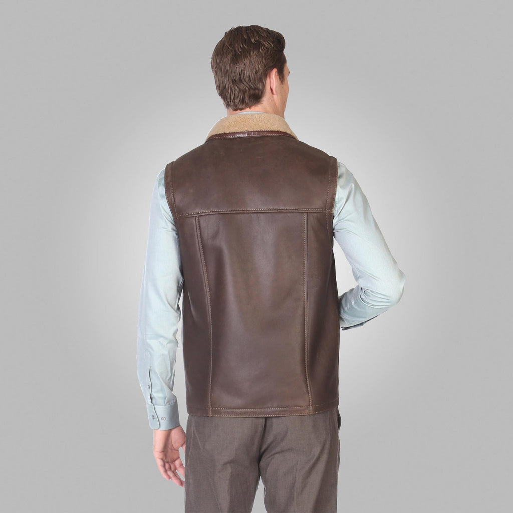 Heritage Shearling Leather Vest – Chocolate Brown