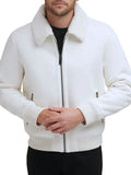 Buy Men’s Sheepskin Bomber Leather Jacket in White