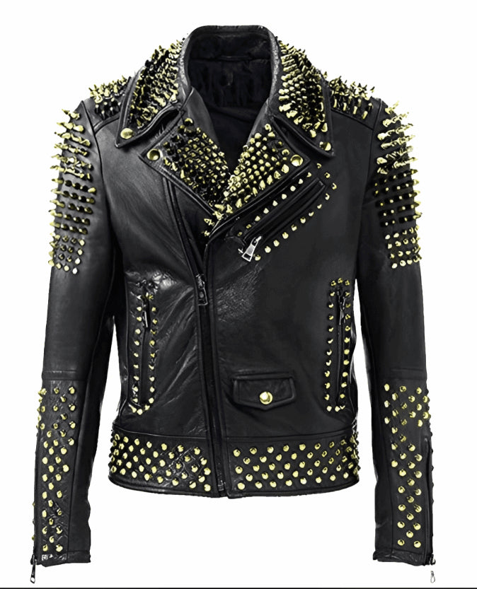 Men’s Studded Biker Leather Jacket