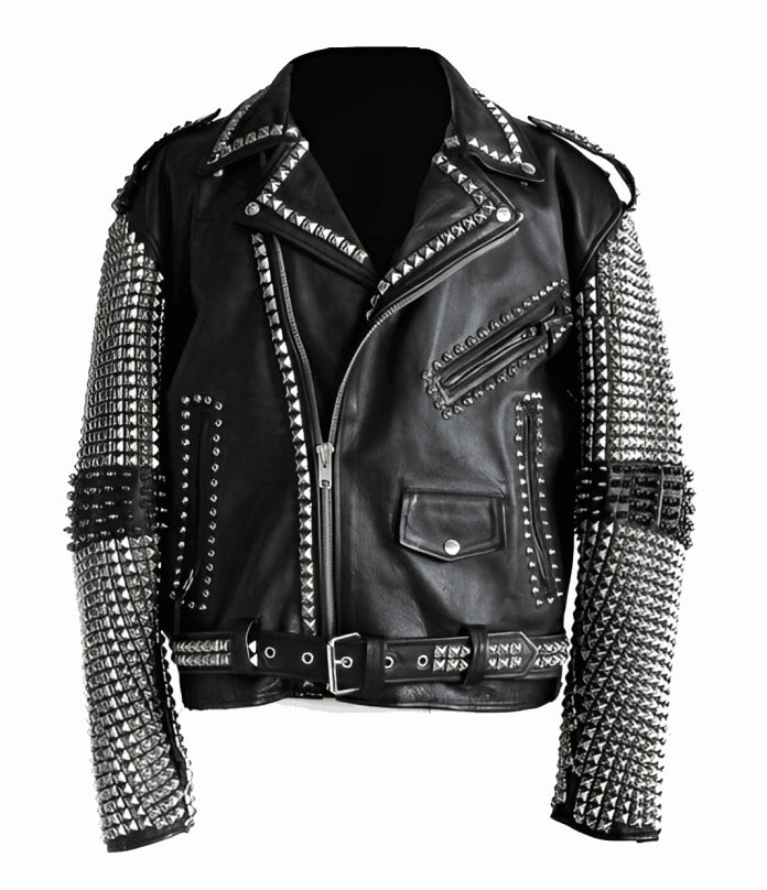 Men’s Black Studded Leather Biker Jacket