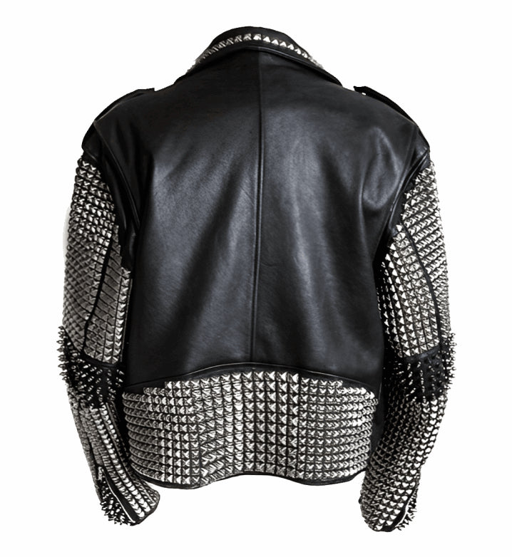 Men’s Black Studded Leather Biker Jacket