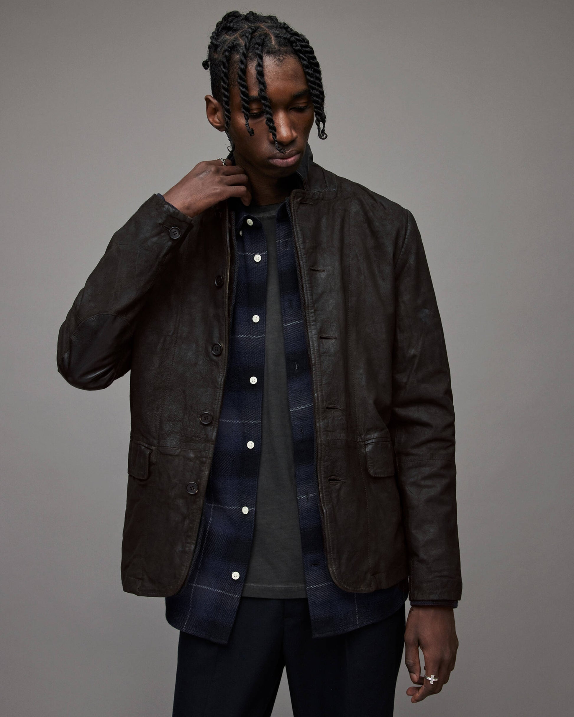 Men’s Black Suede Leather Blazer – Classic & Stylish