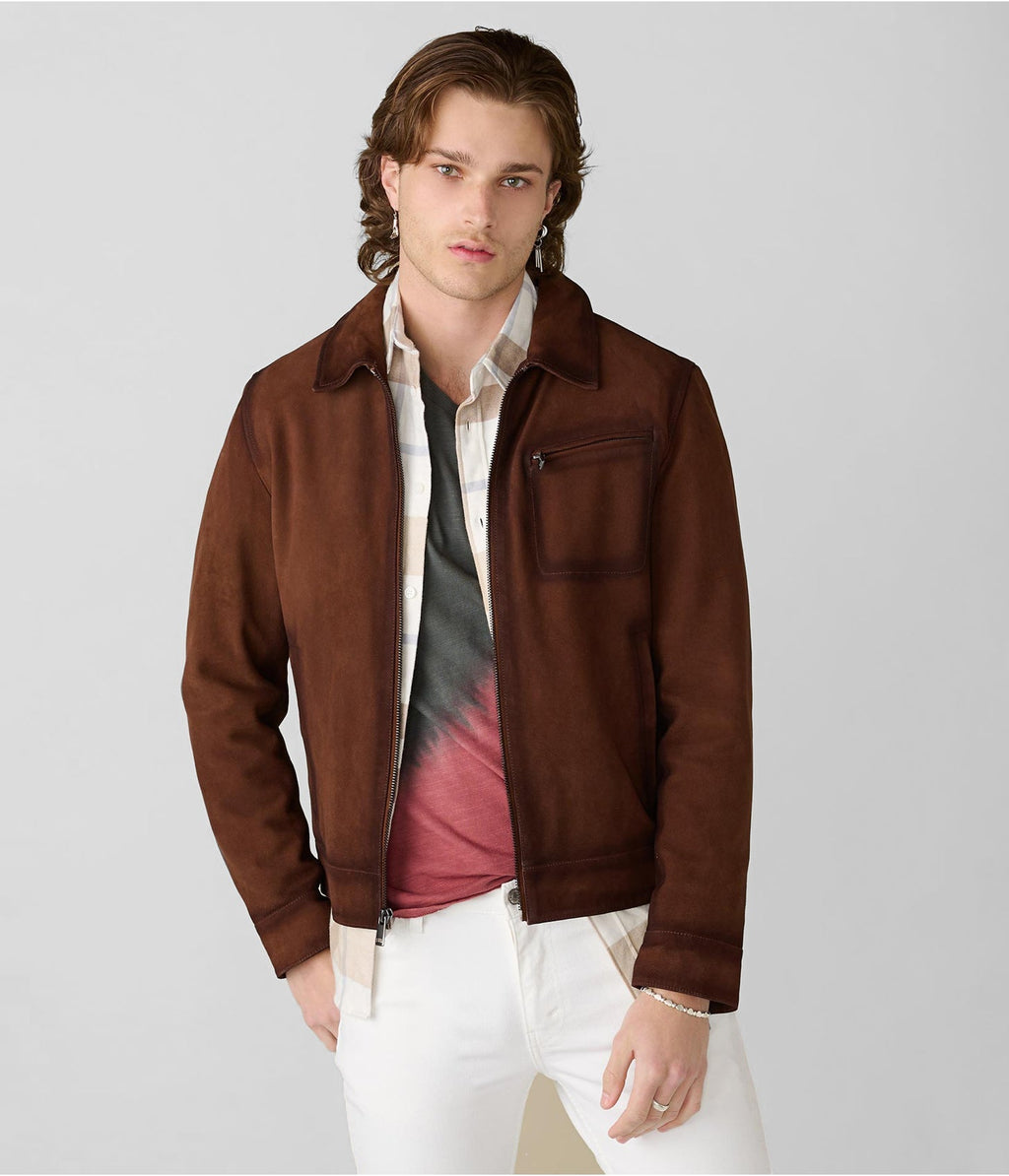 Men’s Dark Brown Suede Leather Jacket