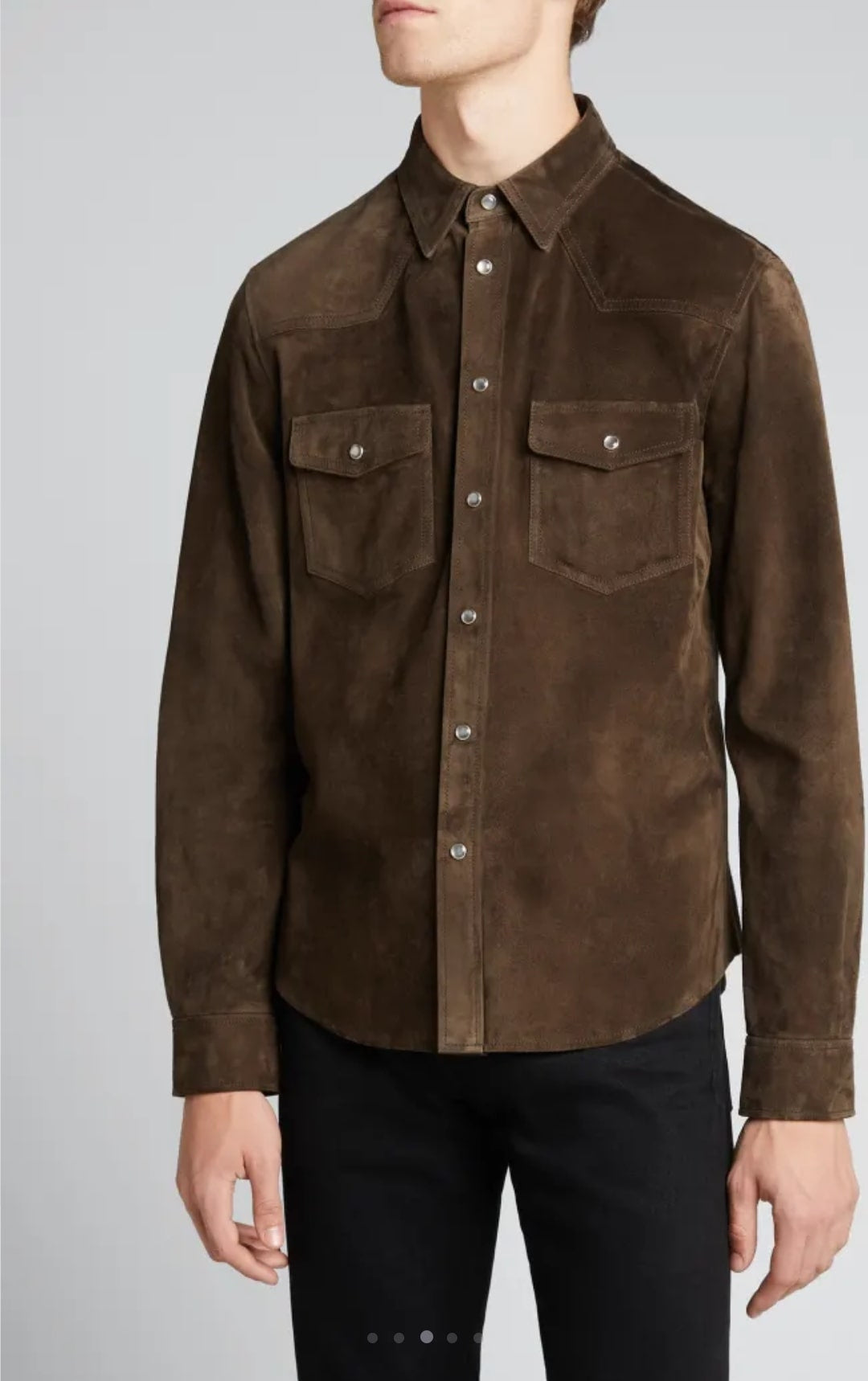 Men’s Chocolate Brown Suede Leather Shirt