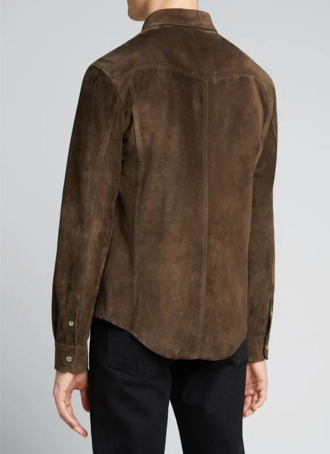 Men’s Chocolate Brown Suede Leather Shirt