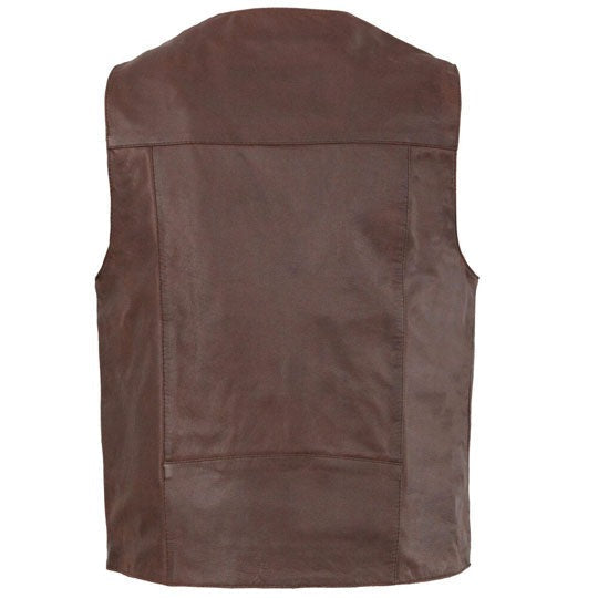 Men’s Dark Brown Vintage Biker Leather Vest – Classic Motorcycle Style