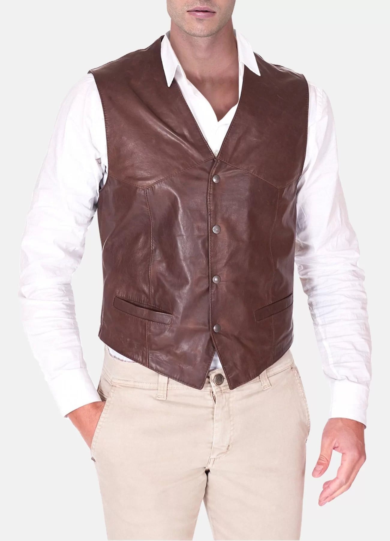 Men's Dark Brown Vintage Leather Vest