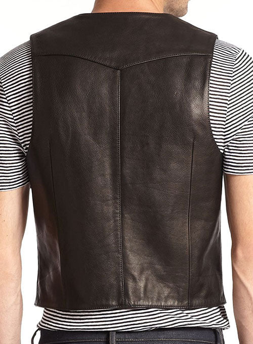 Men's Black Vintage Mini Biker Leather Vest