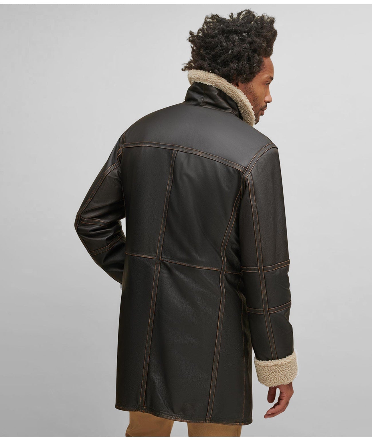 Men’s B7 Dark Brown Shearling Leather Coat