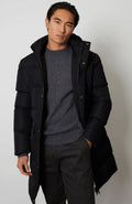 Black Hooded Puffer Coat for Men