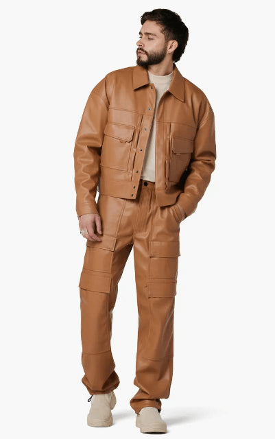 Men's Brown Leather Cargo Pants