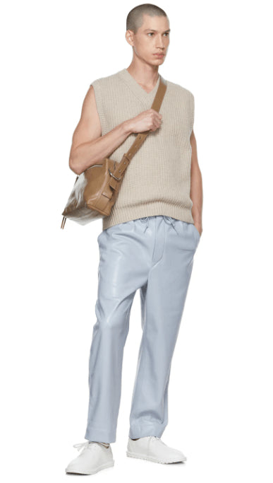 Stone Blue Leather Pants