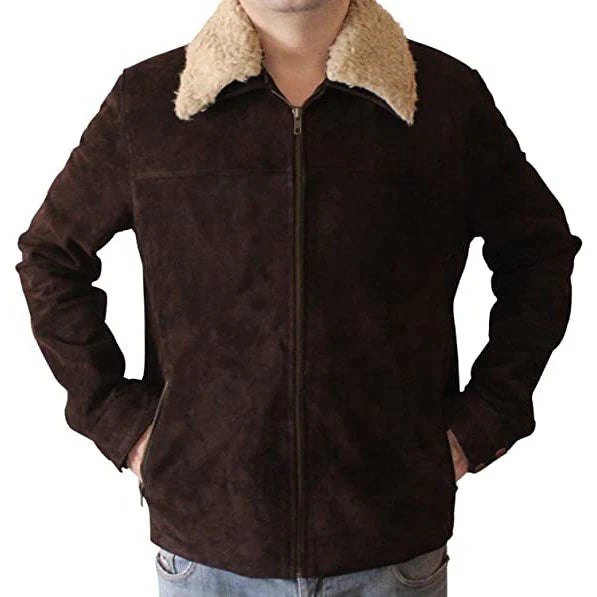Vintage Brown Suede Leather Jacket – Timeless Classic for Men