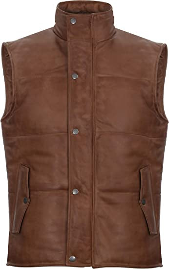 Urban Puffer Leather Vest – Espresso Brown