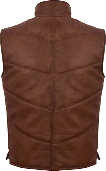 Urban Puffer Leather Vest – Espresso Brown