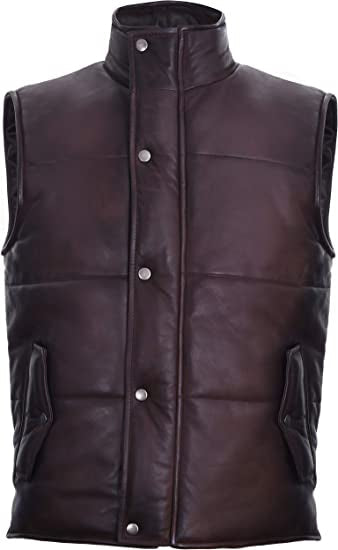 Urban Puffer Leather Vest – Maroon