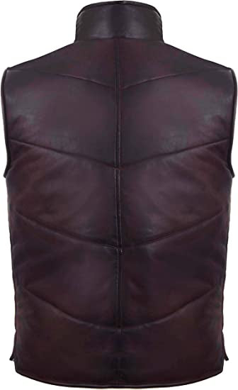 Urban Puffer Leather Vest – Maroon