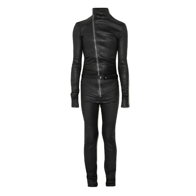 Black Slim Fit Leather Jumpsuit for Men - Stylish & Modern Look