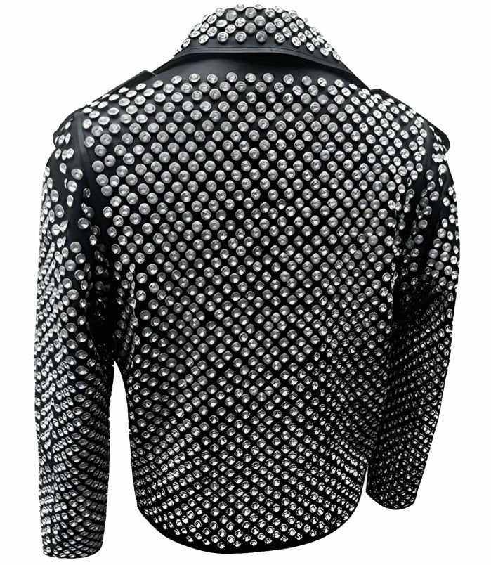 Men’s Black Studded Biker Leather Jacket – Stylish & Bold
