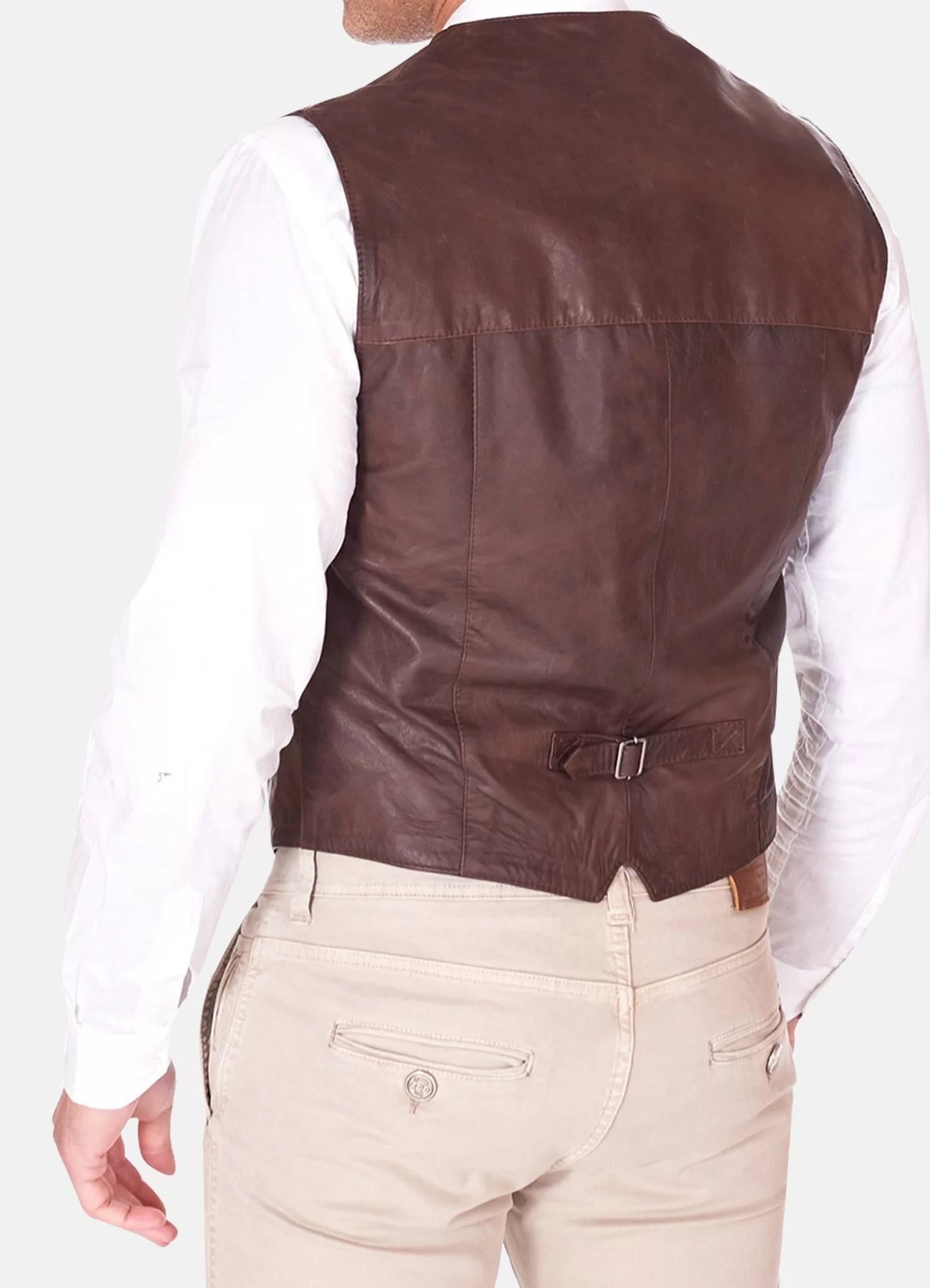 Men's Vintage Leather Vest – Dark Brown