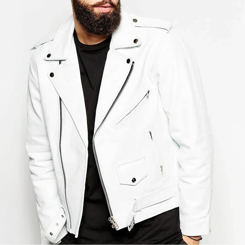 New Men's Slim-fit Genuine Lambskin Leather Motorcycle Jacket – Premium Biker Style