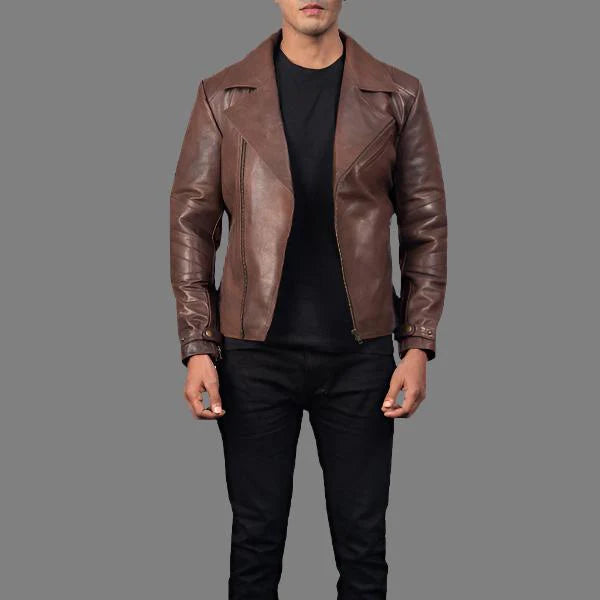 Raiden Brown Leather Biker Jacket