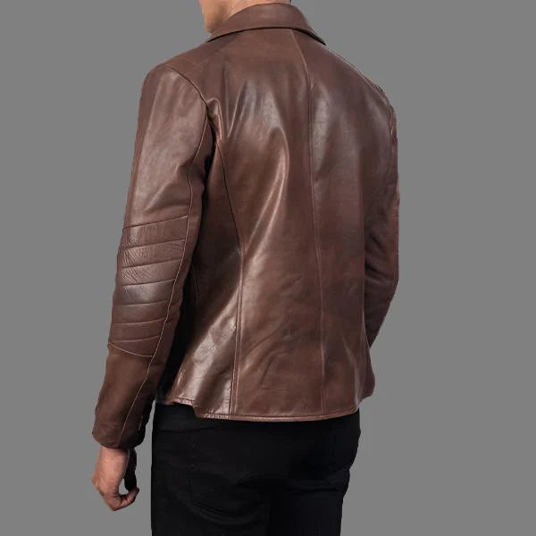 Raiden Brown Leather Biker Jacket
