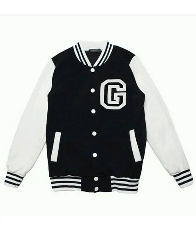 White & Navy G Letterman Jacket – Classic Varsity Style for Men