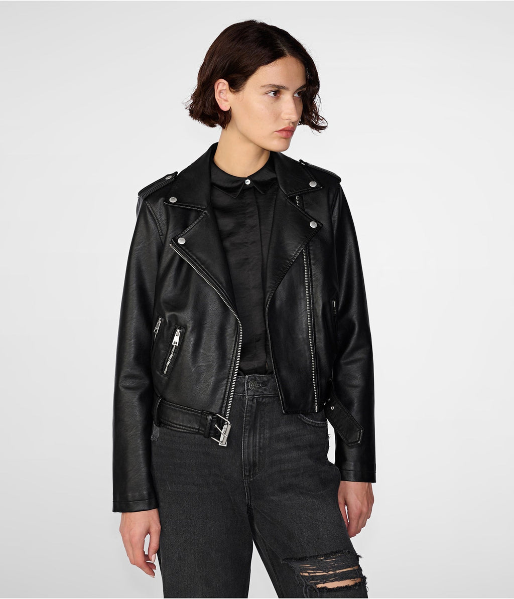 Classic Black Women's Leather Biker Jacket