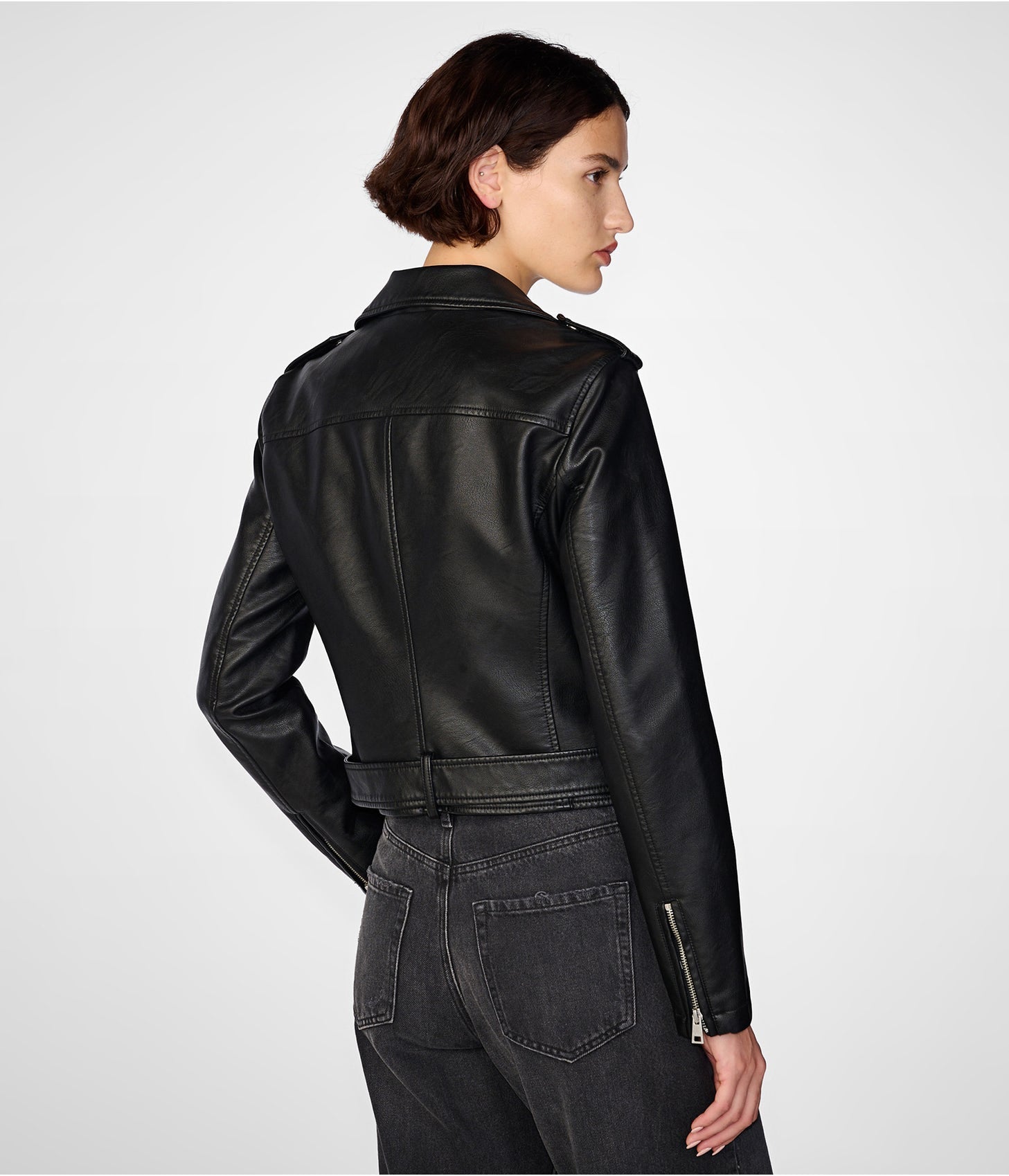 Classic Black Women's Leather Biker Jacket