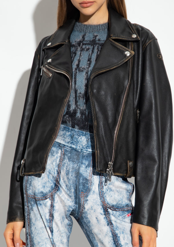 Women’s Black Vintage Leather Biker Jacket