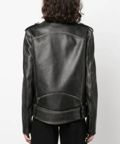 Women’s Black Distressed Vintage Leather Jacket