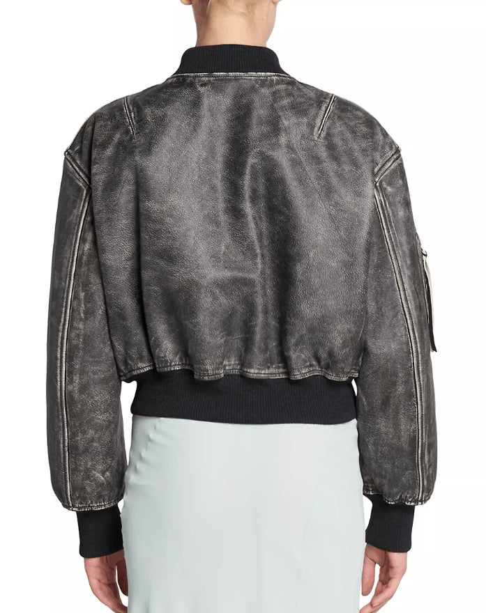 Vintage Rebel Women's Black Bomber Leather Jacket
