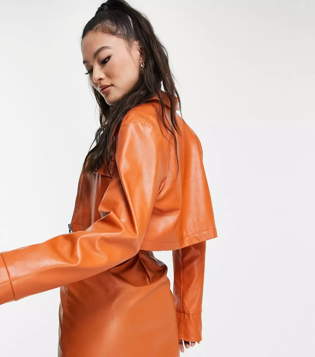 Ember Glow Cropped Leather Shirt