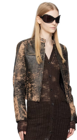 Women’s Distressed Motorcycle Leather Jacket