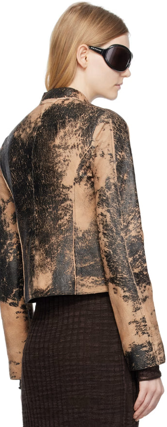 Women’s Distressed Motorcycle Leather Jacket