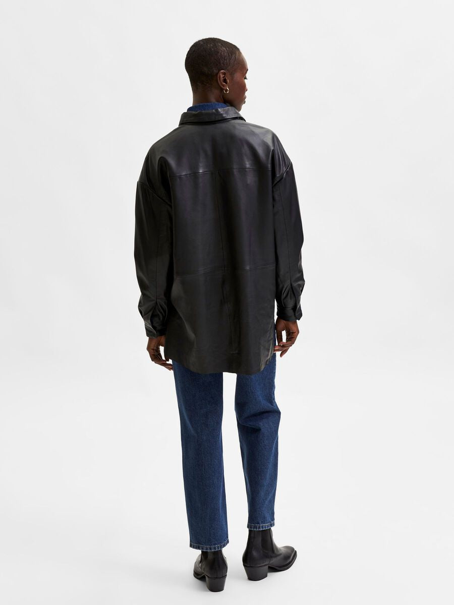 Black Shearling Leather Vest for Women