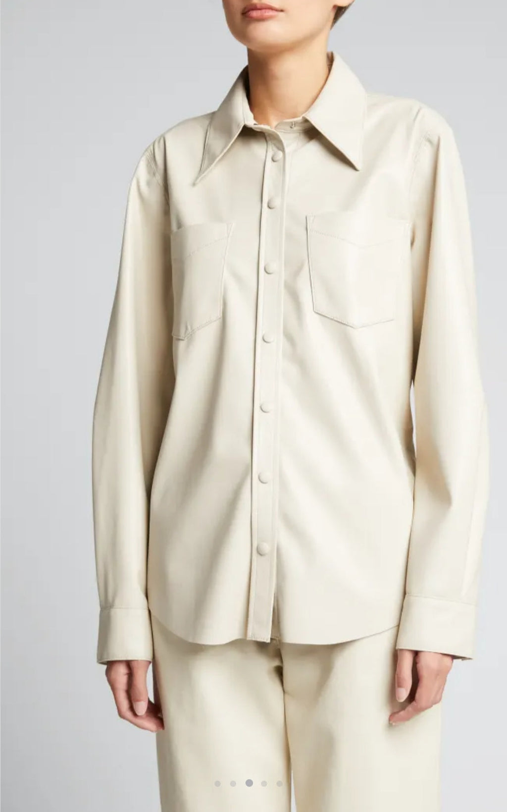 Women's Off-White Full Sleeve Leather Shirt