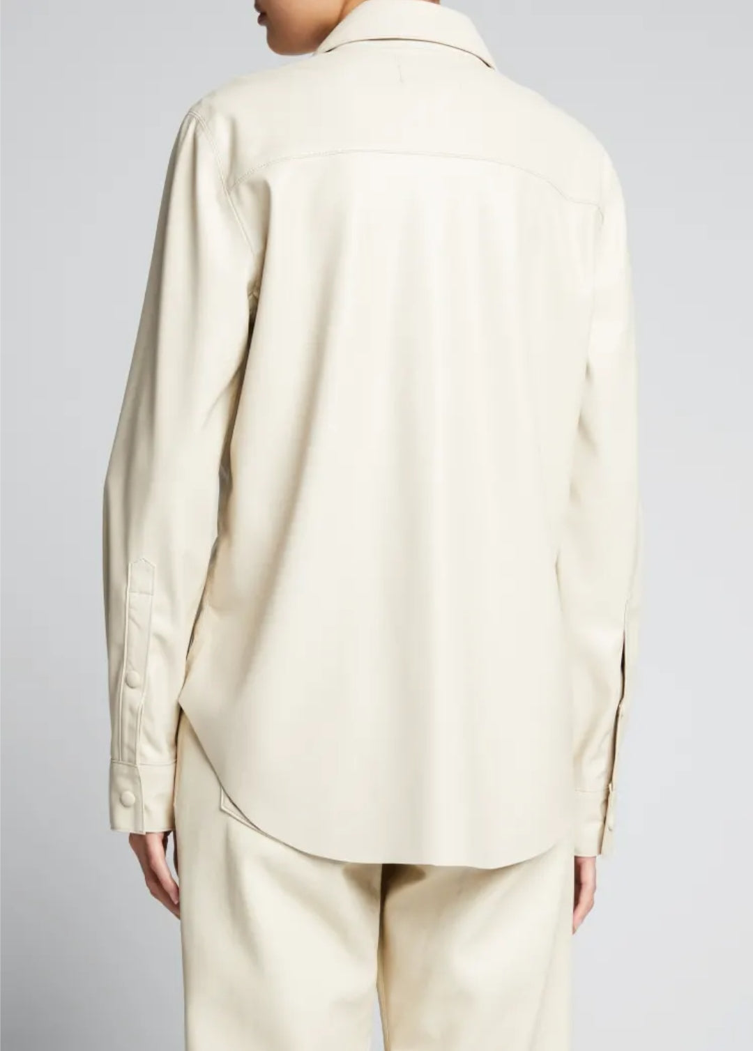 Women's Off-White Full Sleeve Leather Shirt