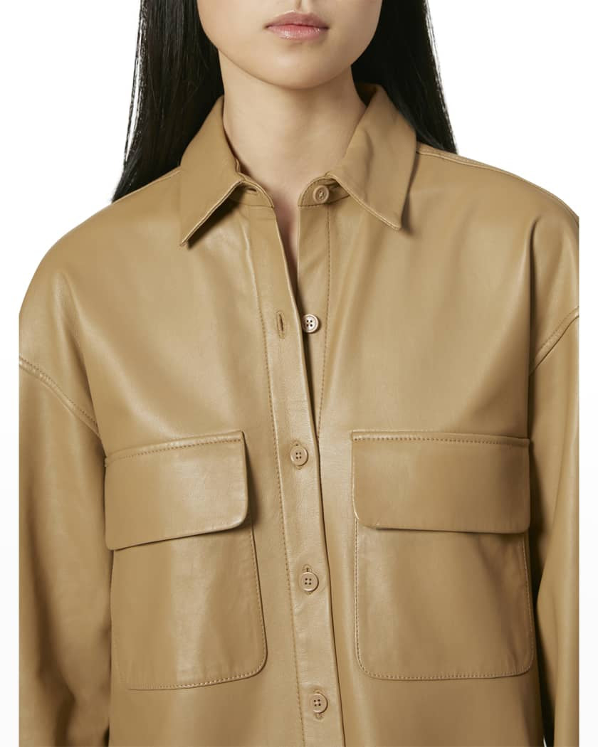 Women's Tortilla Brown Full-Sleeve Leather Shirt – Chic & Timeless