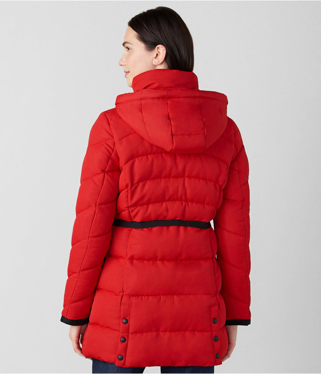 Women's Red Fur Hooded Puffer Coat – Warm, Stylish & Cozy