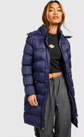 Blue Women's Hooded Parka Puffer Coat