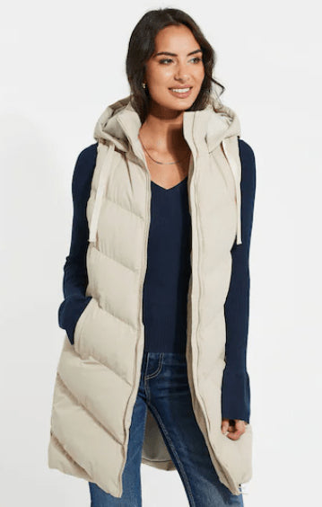 White Women's Hooded Sleeveless Puffer Coat